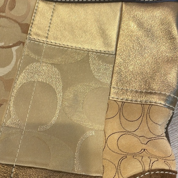 Coach Gold And Metallic Patchwork Medium Duffle Handbag - Picture 12 of 13